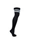 Women's White Double Striped Cotton Knee High Socks Black - Patterned Socks - 5