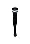 Women's White Double Striped Cotton Knee High Socks Black - Patterned Socks - 4