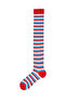 Women's Red Blue Striped Cotton Knee High Women's Socks - - 4