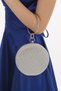 Silver Color Glittering Stone Design Bracelet Ring Evening Dress Portfolio Clutch Bag