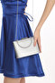 Women's Silver Color Fabric Evening Dress Clutch Portfolio Bag - 4