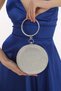 Silver Color Glittering Stone Design Bracelet Ring Evening Dress Portfolio Clutch Bag - 4