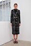 Women's Crop Short Tweed Fabric Winter Striped Single Jacket Black White - 2