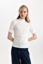 Regular Fit Half Turtleneck Ribbed Camisole Short Sleeve T-Shirt B1177Ax24Sp - 4