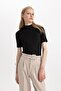 Regular Fit Half Turtleneck Ribbed Camisole Short Sleeve T-Shirt B1177Ax24Sp - 3