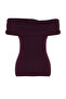 Mürdüm Carmen Yaka Vücuda Oturan Esnek Crop Örme Madonna Yaka Bluz TWOSS24BZ00368 - 8