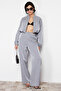 Antrasit Saten Wide Leg/Geniş Paça Lastikli Dokuma Pantolon TWOSS24PL00086