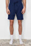 Navy Blue Regular Fit 100% Cotton Pajamas Set with Shorts Tmnss22Pt0042 - 4