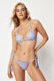 Floral Patterned Tunnel High Leg Brazilian Bikini Bottom TBESS24BA00063 - 3