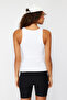 Beyaz Toparlayıcı 2 Katlı İçi Pedli Spor Sütyenli Kare Yaka Örme Spor Üst/Bluz THMSS24BZ00002 - 6
