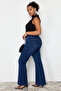 Mavi Yüksek Bel Comfort Dikiş Detaylı İspanyol Paça Flare Fit Jeans TBBSS24CJ00003 - 2