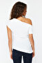 Ekru Kayık Yaka Fitted Dokuma Bluz TWOSS24BZ00353 - 6