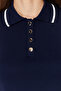 Lacivert Polo Yaka Renk Bloklu Bluz TWOSS24BZ00244 - 8