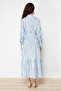 Blue Shirt Collar Ombre Striped Belted Woven Dress TCTSS24EB00150 - 6