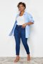 Dark Blue Stitching Detailed Stretchy Skinny Denim Jeans TBBSS24CJ00001