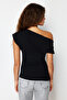 Black Boat Neck Fitted Woven Blouse TWOSS24BZ00353 - 6