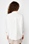 Ecru Oversize Wide Fit Woven Shirt with Lace Front Detail Twoss24Go00063 - 5