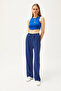 Women's Navy Blue Pocketed Soft Textured Modal Palazzo Sweatpants EŞF-00000068 - 4