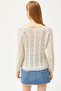 Women's Ecru Hair Weave Detailed Seasonal Knit Blouse BLZ-19002511 - 6