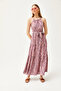 Women's Zebra Dried Rose Halter Collar Belted Woven Viscose Dress ELB-19001548 - 5