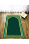 Digital Printed Green Floor Gold Framed Velvet Washable Non-Slip Base Prayer Rug Prayer Rug
