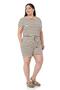 Plus Size Low Sleeve Black Striped Shorts Jumpsuit with Elastic Waist Pockets - 5