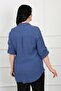 Women's Indigo Wrap Fabric Large Size Shirt - 4