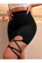 Knitted Fabric Leg Wrapped Pencil Mini Skirt - 3