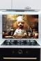 Glass Stove Back Protector Cute Cook Dog 72x46 Cm Gift