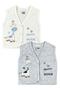 Baby Boy Giraffe Embroidered Organic Cotton 3-6-9 Months 2-Piece Combed Baby Vest - Gray
