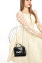Black Color Shiny Patent Leather Stoned Evening Bag with Magnetic Cover and Hanger Width: 17.5 Cm Length: 14 Cm - 4