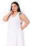 Large Size White Balloon Dress with Window Detail and Straps - 4