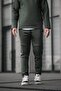 Men's Seasonal Scuba Fabric Reflective Detailed Half Zipper Khaki Green Bottom Top Set - 6