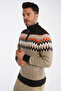 Men's Mink Stand Collar Zippered Hair Braided Jacquard Patterned Knitwear Wool Sweater Trist-5323 - 2