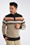Men's Mink Stand Collar Zippered Hair Braided Jacquard Patterned Knitwear Wool Sweater Trist-5323 - 4