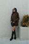 Bitter Brown Turtleneck Knitwear Skirt Suit 122-00511 - 5