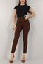 Maria Women's Dark Brown Super High Waist Comfort Lycra Mom Denim Trousers Jeans