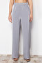 Antrasit Saten Wide Leg/Geniş Paça Lastikli Dokuma Pantolon TWOSS24PL00086 - 5