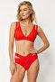 Kırmızı Cut Out Detaylı Hipster Yüksek Bel Bikini Altı TBESS20BA0184 - 4