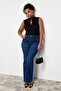 Mavi Yüksek Bel Comfort Dikiş Detaylı İspanyol Paça Flare Fit Jeans TBBSS24CJ00003 - 3