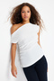 Ekru Kayık Yaka Fitted Dokuma Bluz TWOSS24BZ00353 - 3