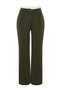 Khaki Beli Poplin Detailed High Waist Wide Leg Knitted Plus Size Trousers Tbbss24Ar00000 - 7