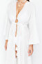 Ekru Dokuma Büzgülü Maxi Plaj Kimono&Kaftan TBESS23KM00105 - 4