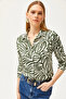 Women's Green Black Pencil Effect Woven Shirt GML-19001175
