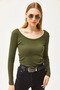 Women's Khaki Wide Collar Camisole Blouse Blz-19000722 - 6