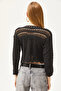 Woman's Black Six Baklava Patterned Seasonal Knit Blouse BLZ-19002506 - 6