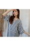 BEYRUT BLACK STRIPED MUSLIN DRESS
