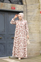 WOMEN'S TESETURY WAIST BELLY WOVEN VISKOSE FABRIC STYLE STONE PATTERNED DRESS - 5