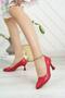 Women's Red Skin Goblet Heel Pointed Toe Stiletto 6.5 cm