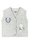 Baby Boy Glitter Prince Teddy Bear Embroidered Organic Cotton 3-6-9 Months Combed Cotton Baby Vest - Gray